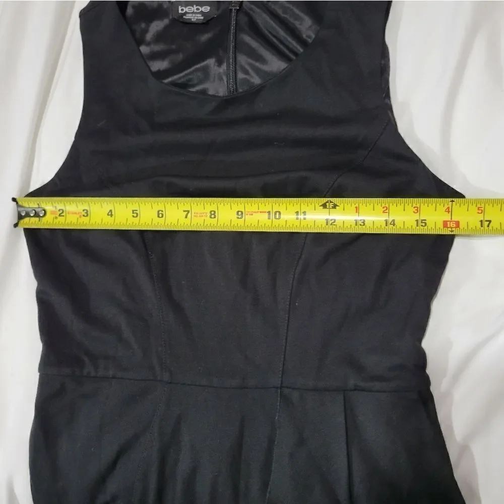 Bebe black mini dress with side ruffle detail